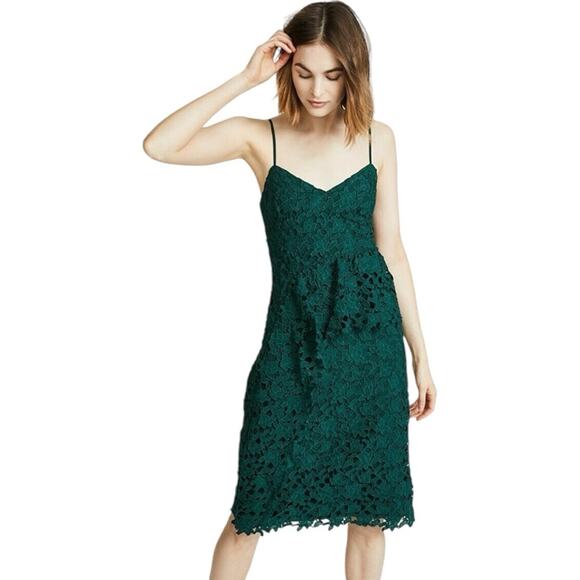 Club Monaco Women's Bliannah Spaghetti Strap Lace Midi Dress in Green 2 - Picture 1 of 13